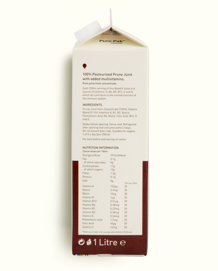 BENEFIT® JUICE 8 X Prune juice with Multivitamins 1lt The Benefit Brand